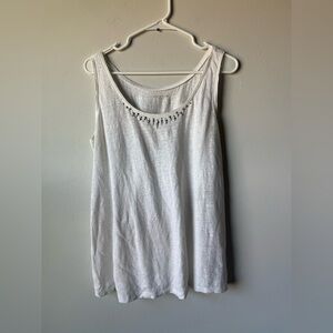 Eileen Fisher White Embellished Tank Top
